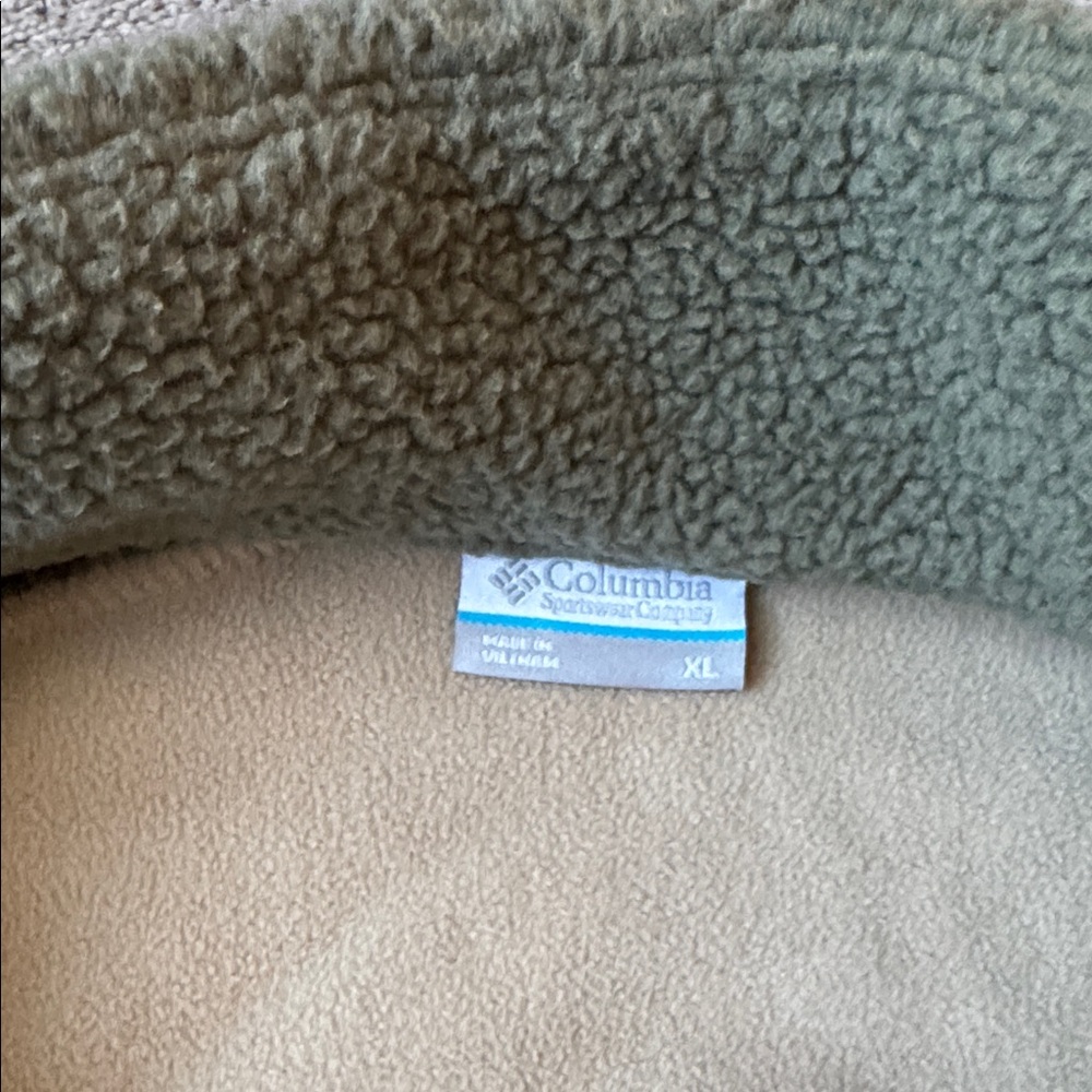 Columbia Lodge Sherpa Fleece Pullover Green Tan Quarter Snap SIZE XL Cozy - Picture 4 of 7